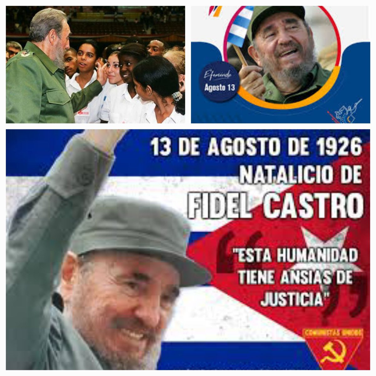 Yoennispm's tweet photo. Es 13 de agosto y Cuba celebra el 98 cumpleaños del más martiano de sus hijos, del líder histórico de la Generación que cumplió los sueños del Apóstol.
#FidelPorSiempe 
#FidelVive 
@CubacooperaDj https://t.co/3a4WQ3yDnM