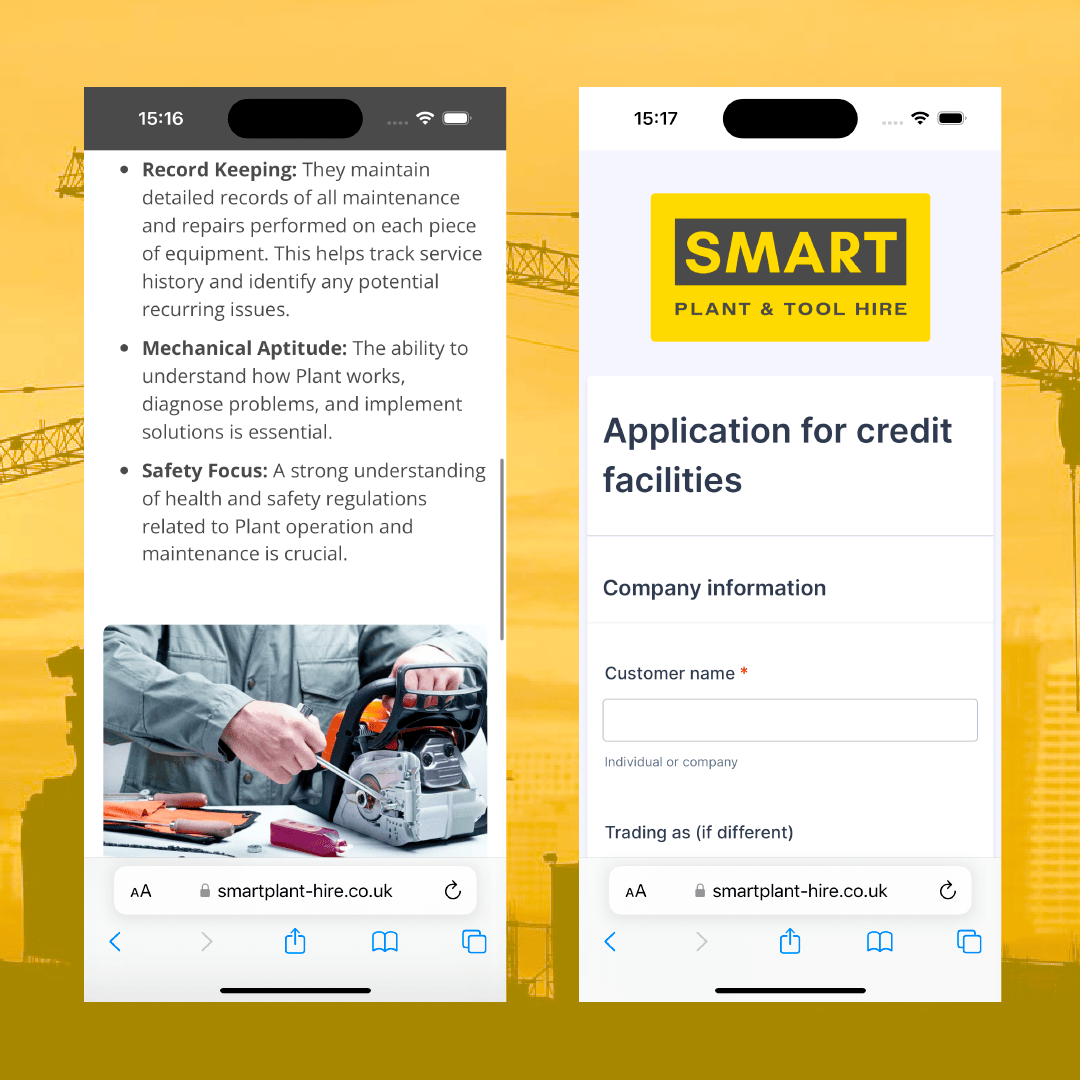 digidomuk's tweet photo. We recently developed a new website for Smart Plant and Tool Hire as part of their exciting company launch. Thrilled to be part of their journey and looking forward to many more years of collaboration! 🎉 

#webdesign #construction #companylaunch #newcompany #liverpoolbusiness https://t.co/f9uNCItqkG