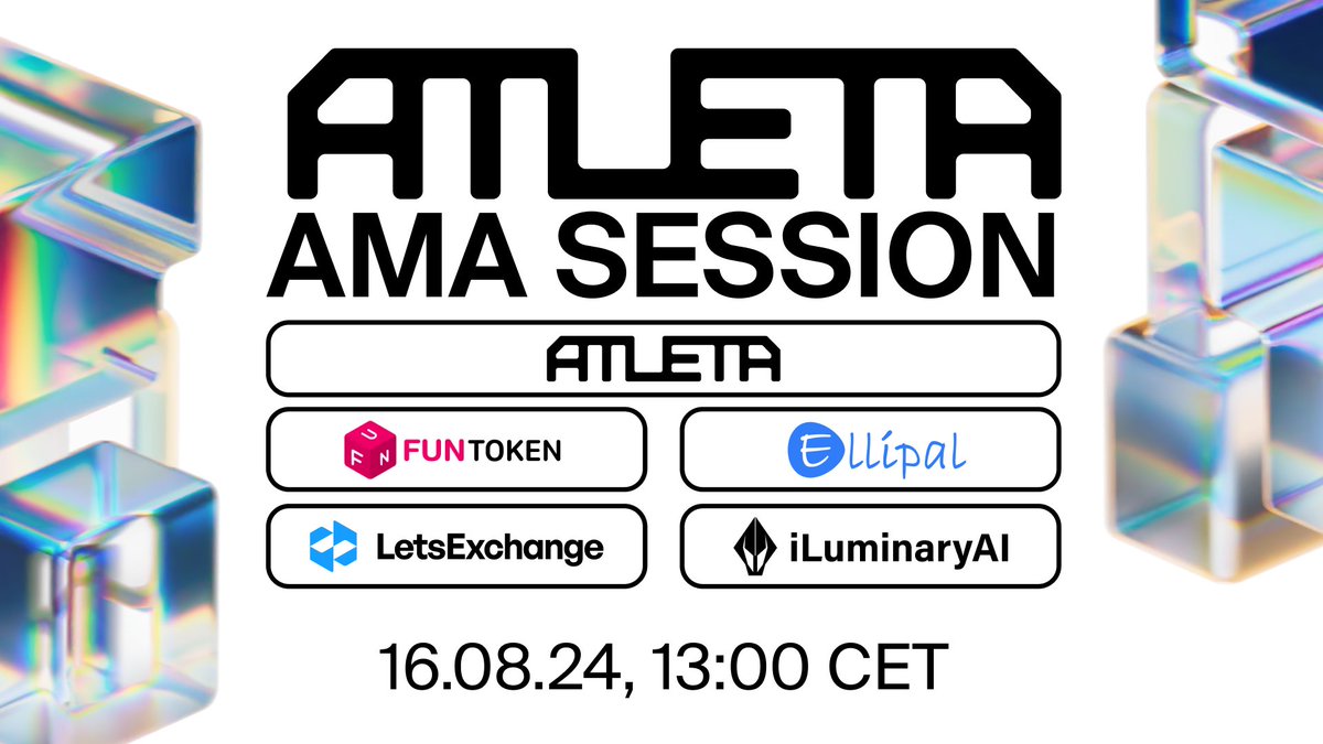 🚀 Atleta AMA Session Announcement!

🎉 We're happy to invite you to our upcoming AMA session where we'll dive deep into the world of Web3, explore our testnet, and answer all your questions!

🌐 Join us and our friends: <a href="/letsexchange_io/">LetsExchange</a>, @ellipalwallet, <a href="/iLuminaryAI/">Iluminary</a> &amp;