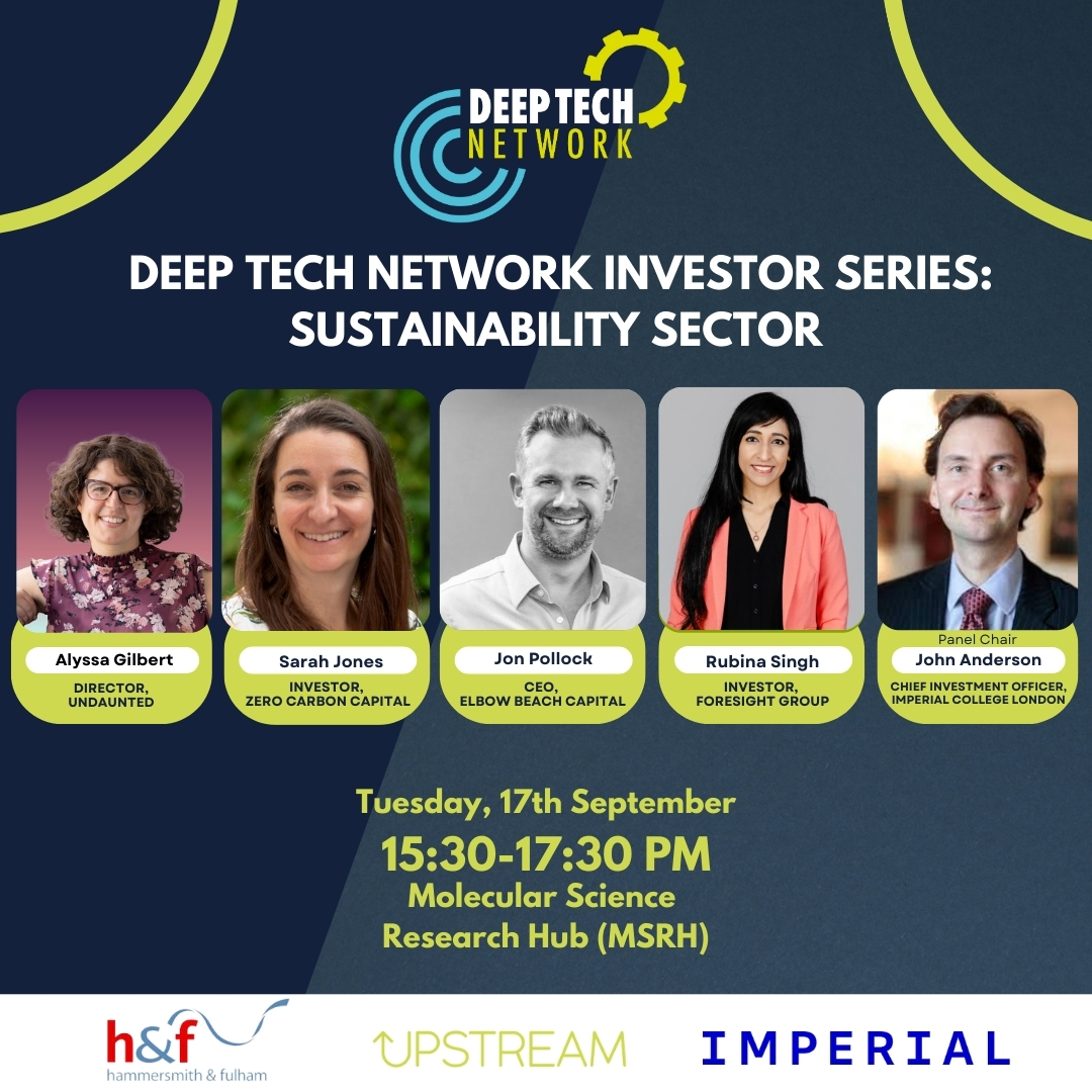 HelloUpstream's tweet image. 📅 17th Sept: Join Upstream & Imperial College London for the Deep Tech Network event at White City Innovation District.
Meet top speakers & investors. Network with startups!
👉🏼 eventbrite.com/e/deep-tech-ne…
#DeepTechNetwork #Sustainability #Innovation
