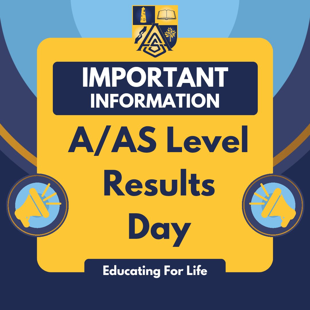 We would like to send all our pupils in Year 13 and Year 14 our best wishes as they receive their results on Thursday 15th August 2024.

Check our Instagram or Facebook post as a reminder of how to access your results.

AGS – Educating for Life