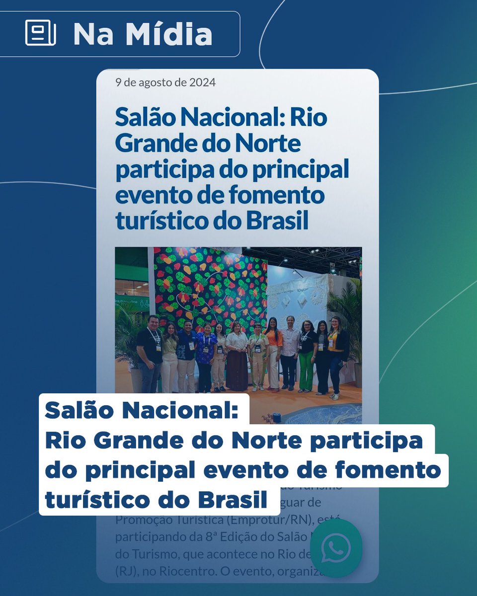 A presença do RN no evento é uma oportunidade para destacar nossas  belezas naturais e culturais, bem como para fomentar o crescimento do setor turístico local.
Confira: marcosdantas.com/salao-nacional…