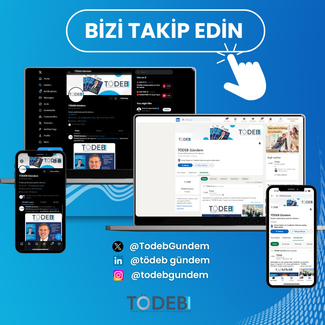 TÖDEB Gündem'i Twitter, Instagram ve Linkedin üzerinden takip edebilirsiniz.  

Twitter: x.com/TodebGundem
Instagram: instagram.com/todebgundem
Linkedin: linkedin.com/showcase/t%C3%…