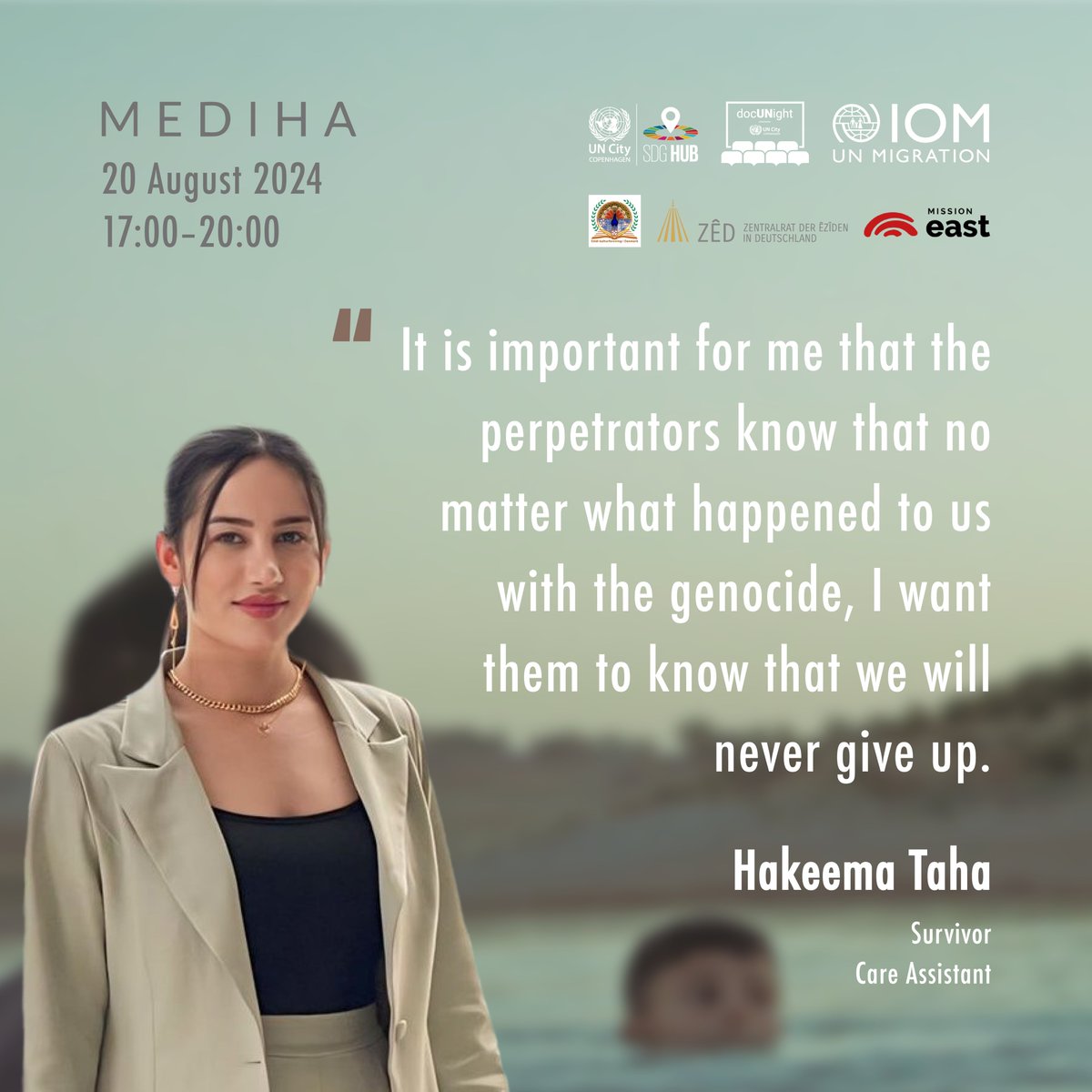 📷Join us on 20 August for the #Mediha documentary screening and w/ expert panelists on the #challenges &amp; #opportunities the #Êzidi community continues to face a decade after the ISIL attack in Sinjar, #Iraq 
Meet one of the our panelists  👇

Tickets: bit.ly/3SDQkwi
