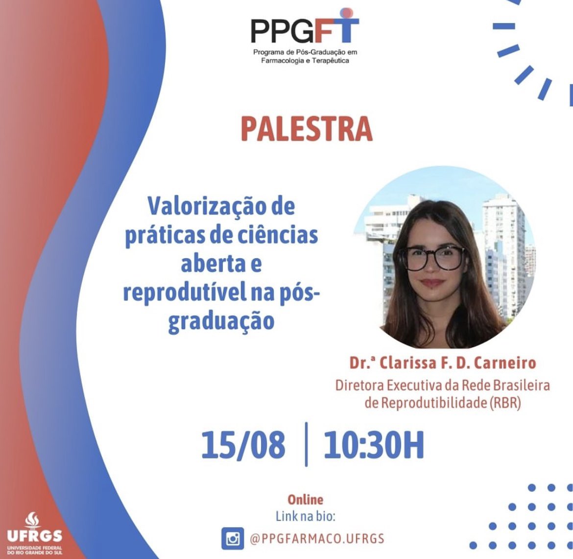 AnaPHerrmann's tweet image. Recomendo fortemente: seminário do @ppgfarmaco com @clari_carneiro, diretora da @BrRepNetwork. Link de acesso: mconf.ufrgs.br/webconf/semina…