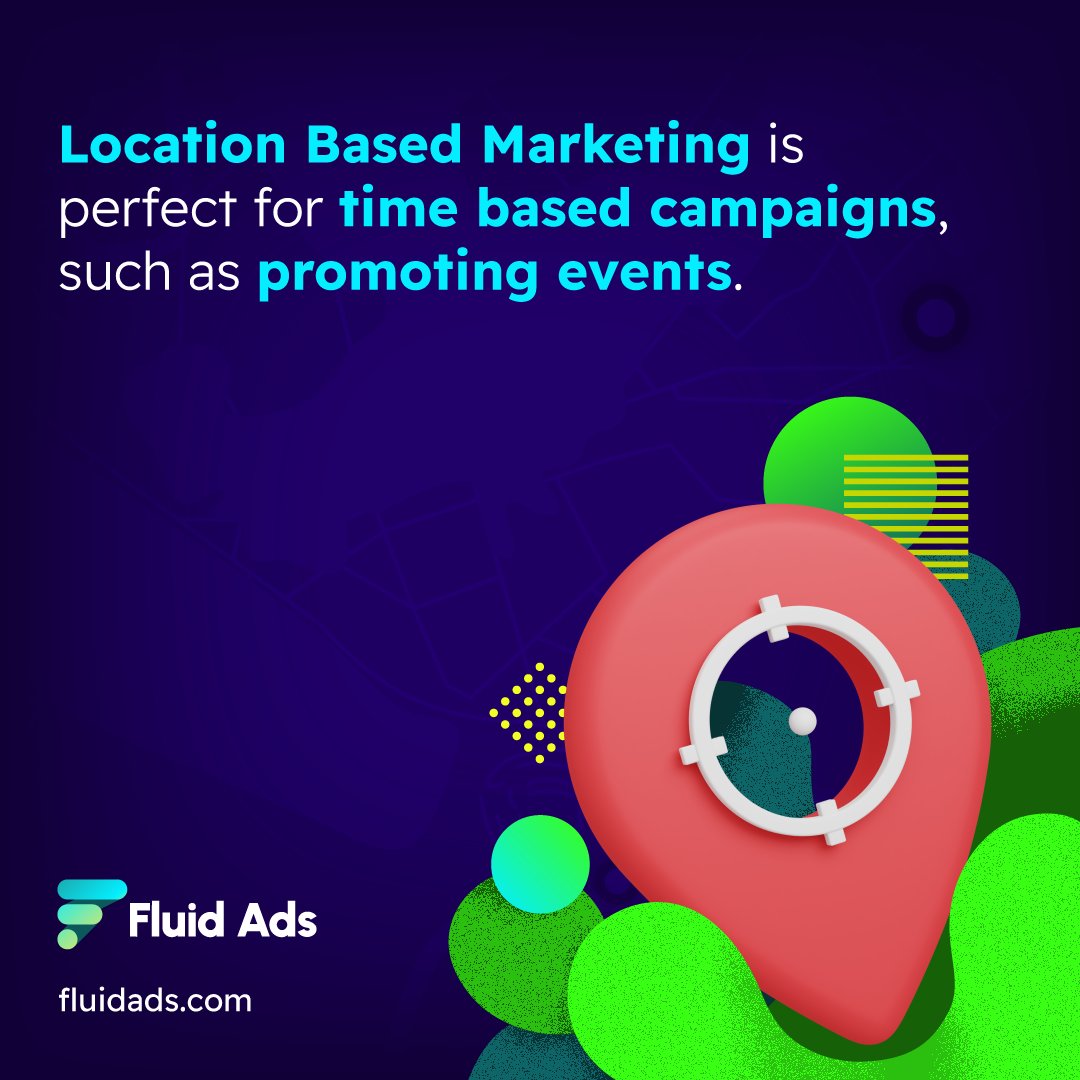 Are you running an event? Do you need to attract local people in a short time frame?

Then make sure you explore Location Based Marketing.

Let us know if you'd like to explore how it could work for you.

#FluidAds #LocationBasedMarketing #Marketing