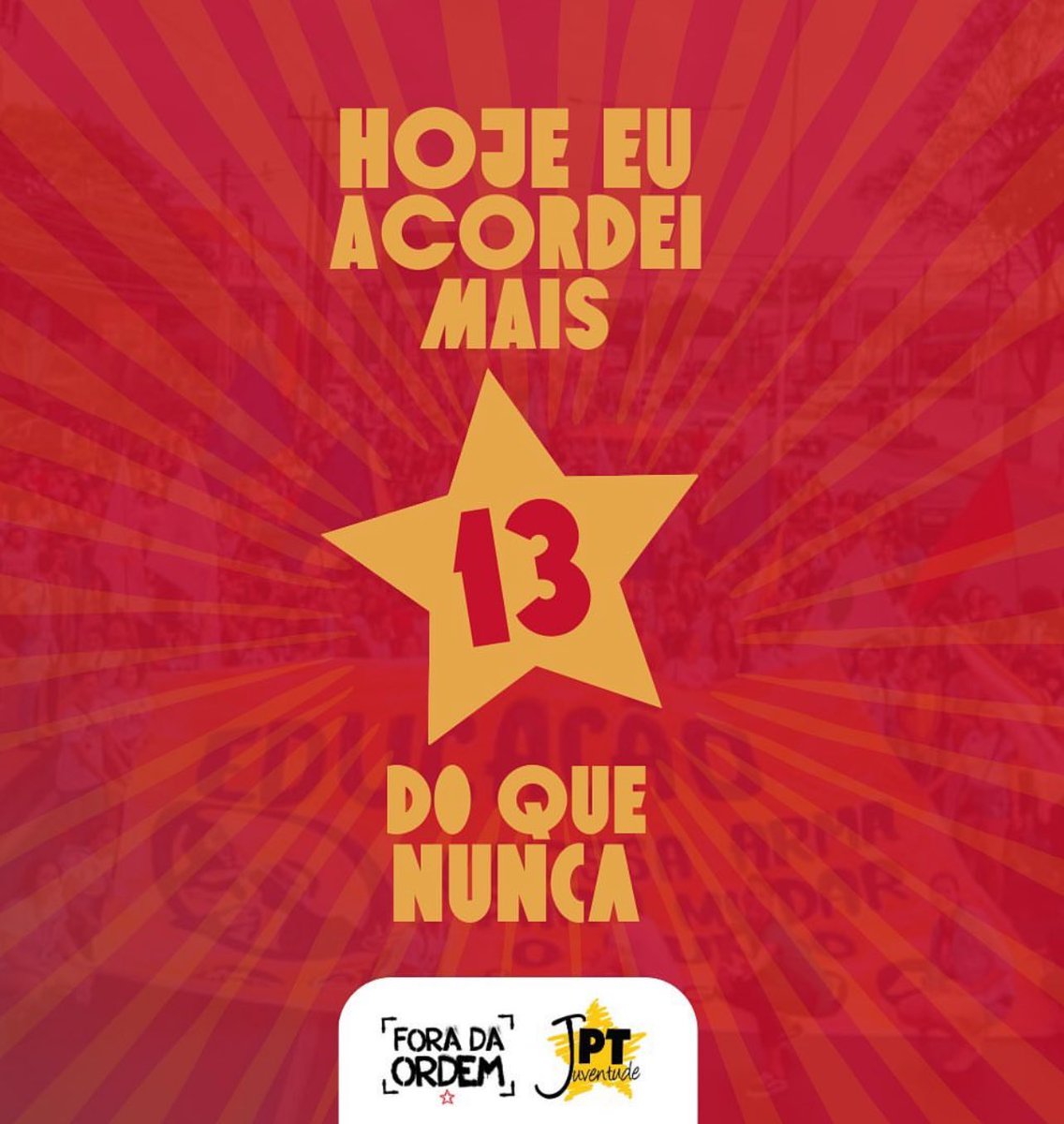 foradaordemrn's tweet photo. Feliz dia 13 ⭐️🚩 https://t.co/hHnc6rOPLf