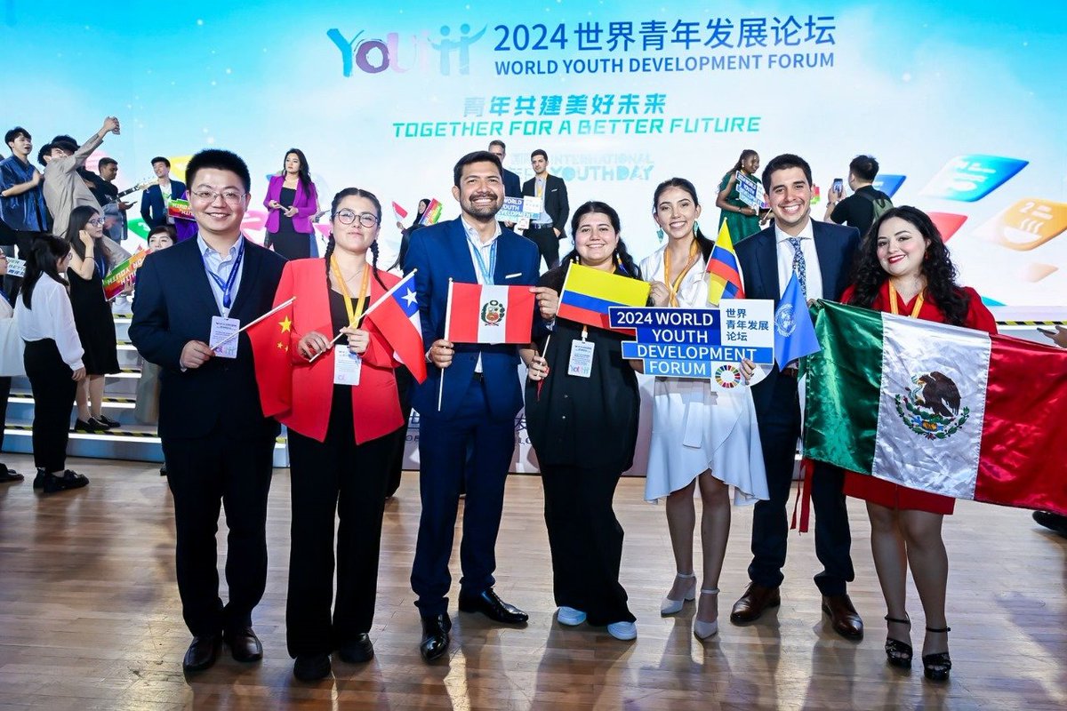 senaju's tweet photo. #China: Secretario nacional de #Senaju, Carlos Vilela Del Carpio, participa en el Foro Mundial de Desarrollo Juvenil 2024, que se celebra en #Beijing, China, del 10 al 17 de agosto. https://t.co/Q3iX7Ro0Mg