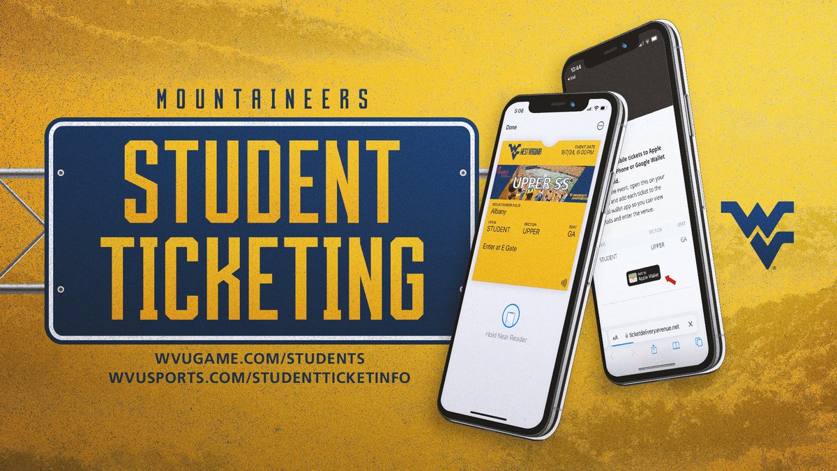 WVUSports's tweet photo. Excited to partner with @PaciolanTix to provide a new platform for @WVUfootball &amp; @WVUhoops student ticket distribution! 🎟️

🗣️ STUDENTS! Visit https://t.co/9nNamGStar to request and manage your tickets. 

🔗 MORE INFO: https://t.co/8wGmGDz94P

#HailWV https://t.co/YpTjmHxbjr