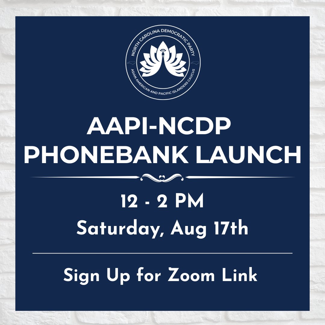 aapi_ncdp's tweet image. Please join us for our AANHPI Phonebank Launch this Saturday from 12pm - 2pm!

Attend our virtual event, listen to special guests, and call folks up to increase AANHPI voter turnout this November!

To receive the Zoom link, sign up using the link in the bio!

#ncpol #aapicaucus