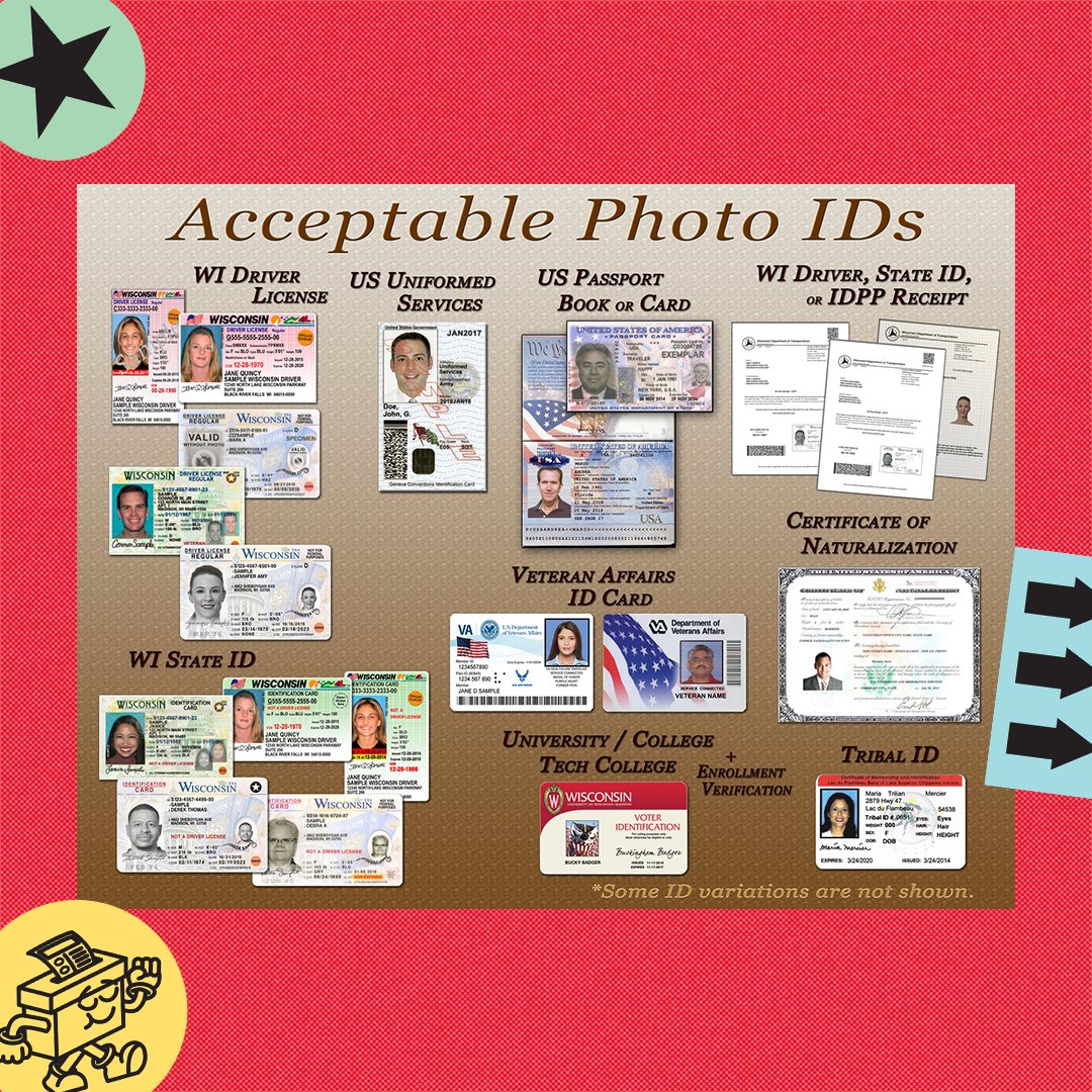 Voters need a photo ID to vote in person on Election Day.

For a list of acceptable photo IDs, go to BringIt.WI.Gov or call the Wisconsin Voter Photo ID helpline at 608-285-2141.