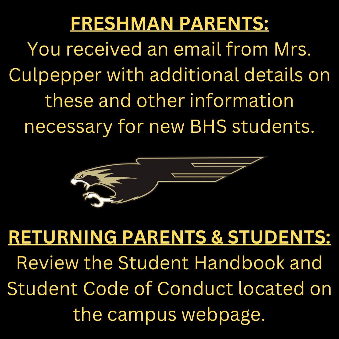 Falcon Students &amp; Parents: Please see the following reminders as we start school tomorrow!
