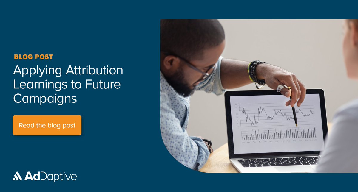 AdDaptive's tweet photo. The best way to optimize future digital advertising campaigns is to build off of analytics insights. Learn how to properly apply key attribution metrics and maximize ROAS in this blog post: https://t.co/QuZwv6FApY https://t.co/t8Jyv8M3cY