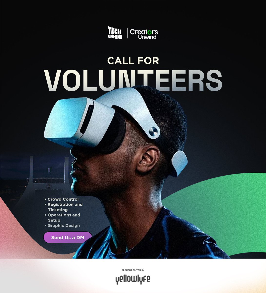 techunwindng's tweet photo. Want to volunteer for TechUnwind x CreatorsUnwind Abuja?
Click the link below to sign up:
https://t.co/EhYgbvqHZ9
#techunwind #creatorsunwind #techunwindng #creatorsunwindng #techevents #techeventsinabuja
#abujaevents #abujacreatorscommunity #abujatechcommunity https://t.co/8O9p1ONtmG
