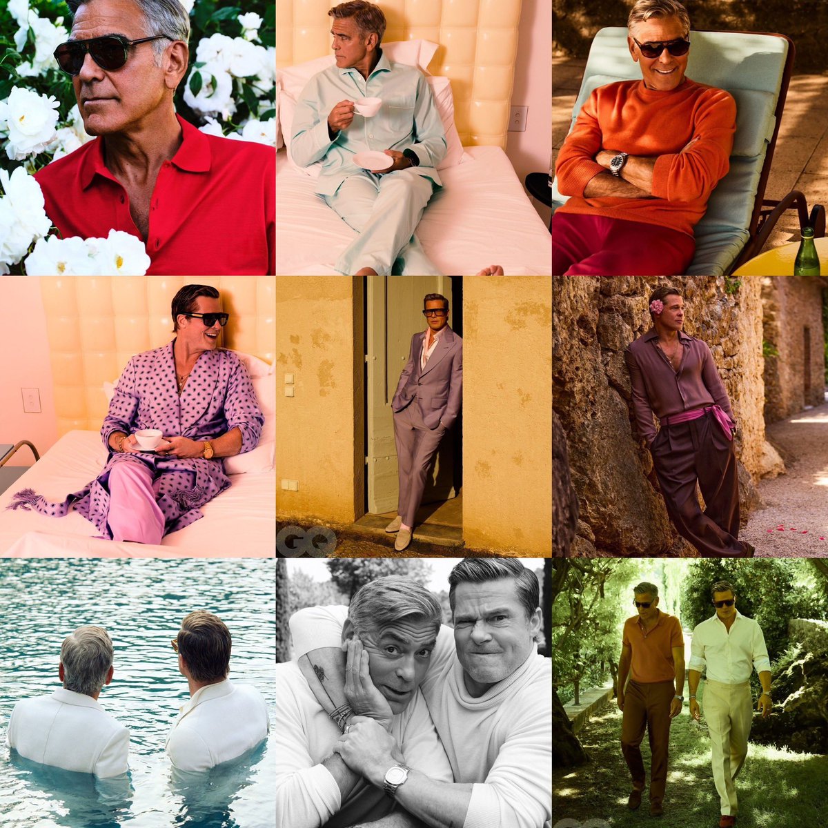 rebecamaccise's tweet image. George Clooney y Brad Pitt para GQ #SeptemberIssue