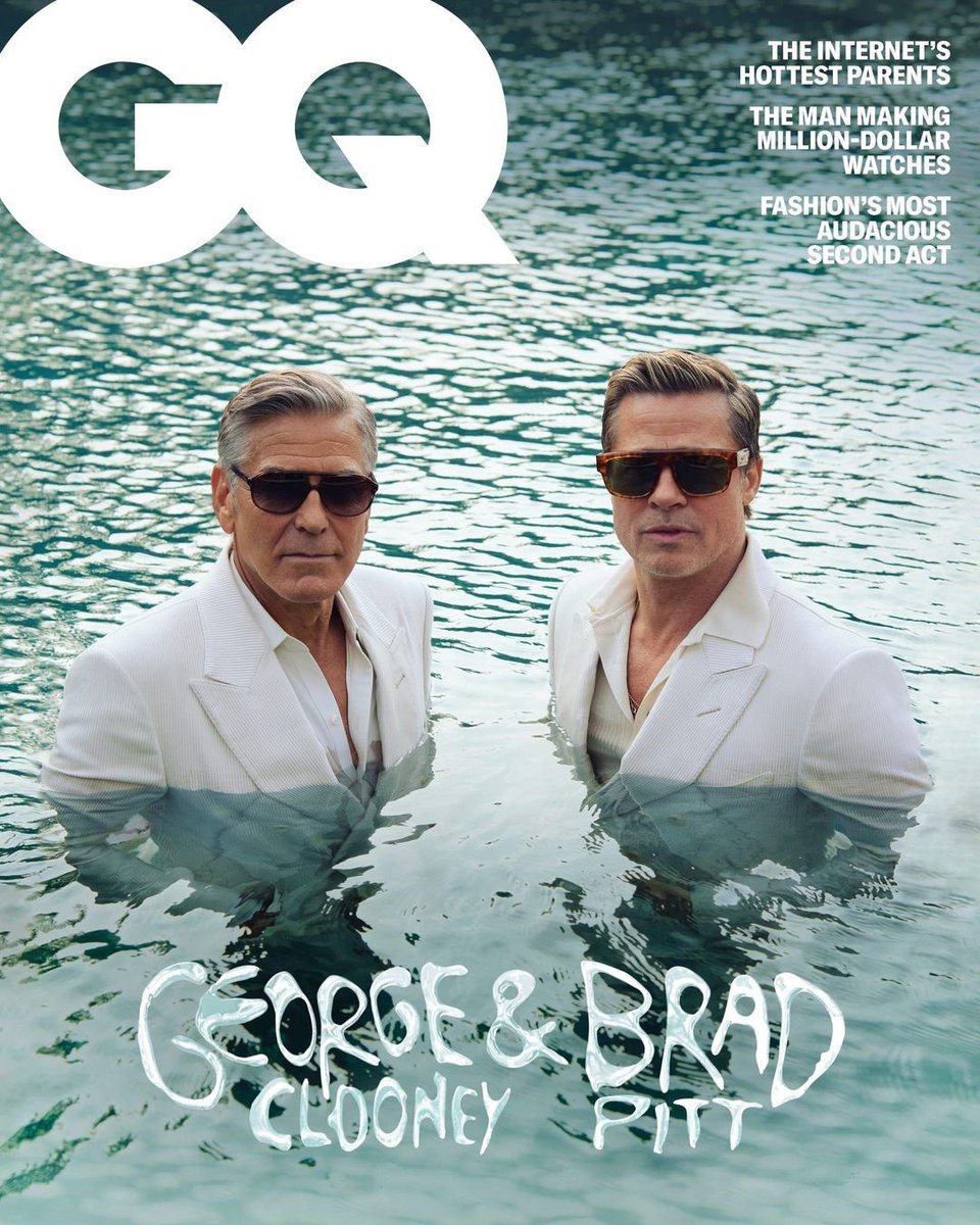 rebecamaccise's tweet image. George Clooney y Brad Pitt para GQ #SeptemberIssue