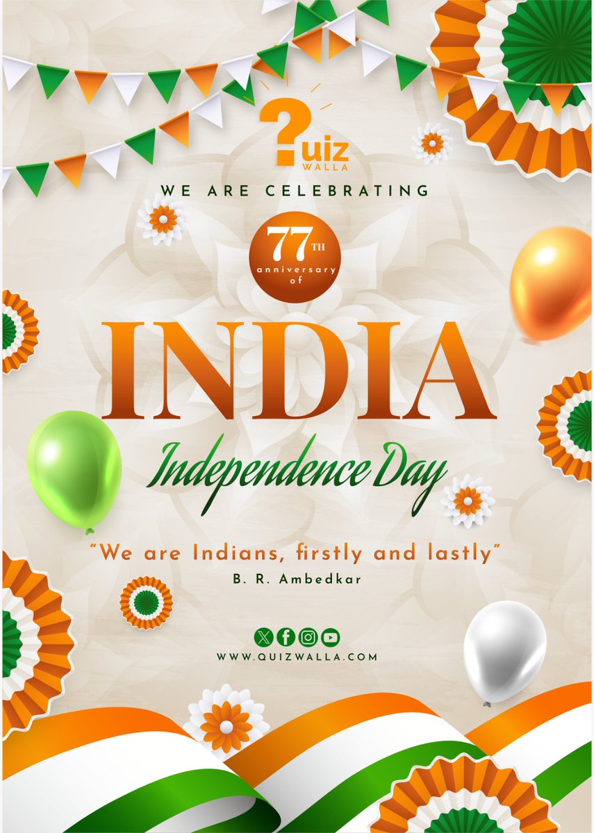 Quiz_Walla's tweet photo. "Cheers to freedom, bravery, and the unbreakable spirit of our nation! 🇺🇸✨ This Independence Day, let's honor the past, celebrate the present, and look forward to a future full of hope and unity.

#HappyIndependenceDay #quizwalla #quizes #gkquiz #politicalspectrum #history https://t.co/HPUUyF8oeO