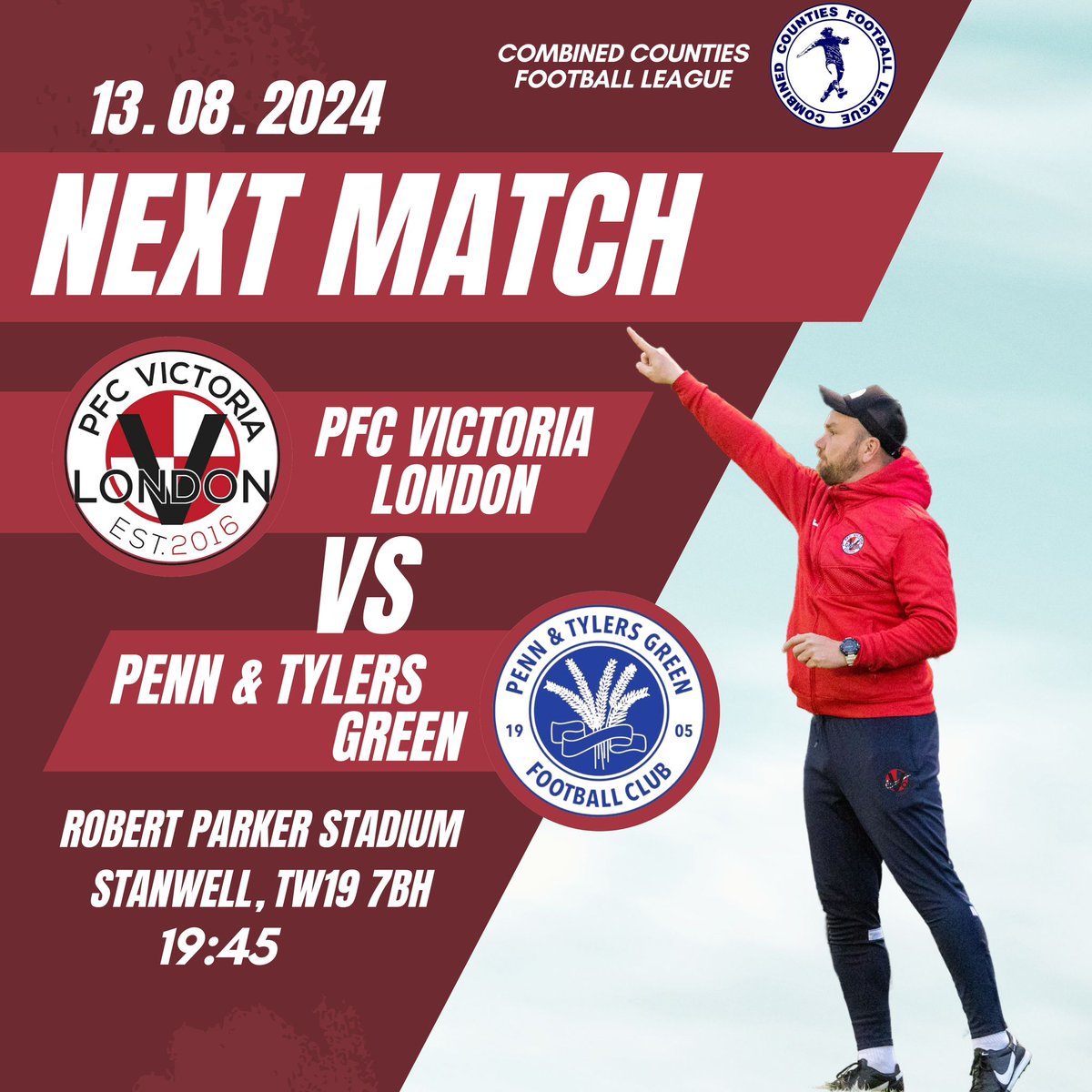 Match Preview: PFC Victoria - Penn &amp; Tylers Green

After 2 days of rest, we are back with another league game for the first time at home!   

Bar Open-Refreshments to keep you cheering.
Match Programmes
Cash Only-Please note that payments are cash only.

£5 Adults | £1 Under 16