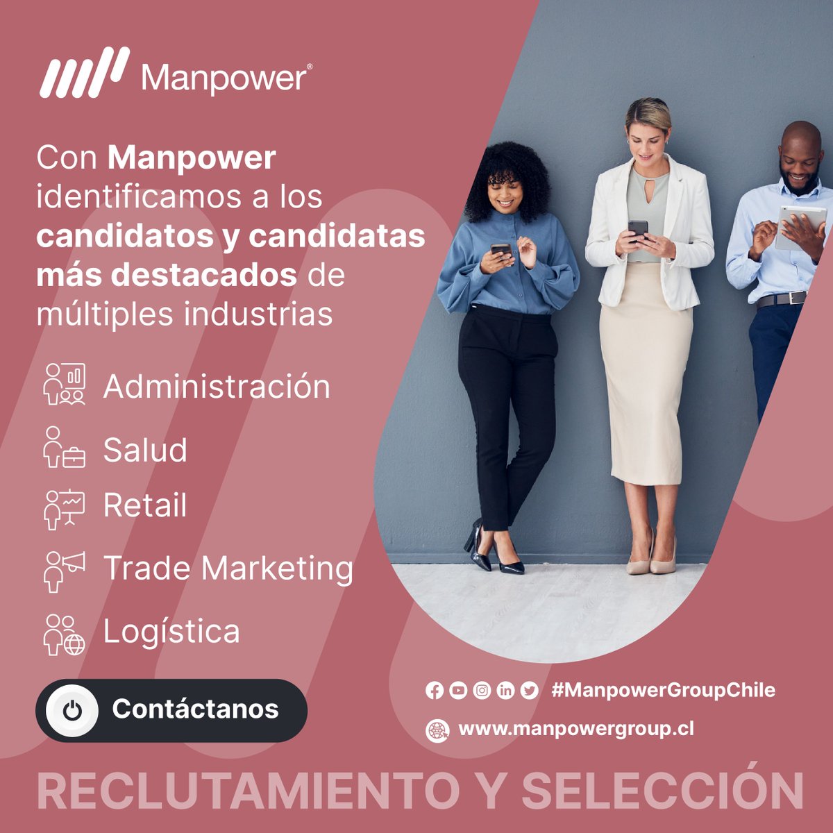 ManpowerGroupCL's tweet image. En #Manpower, una marca líder de #ManpowerGroup, comprendemos que el talento adecuado no solo ocupa un puesto, sino que también impulsa el crecimiento de su empresa. 

Conoce lo que #ManpowerChile tiene para ti
 👉home.manpowergroup.cl/permamentplace…

#ManpowerGroupChile #recursoshumanos