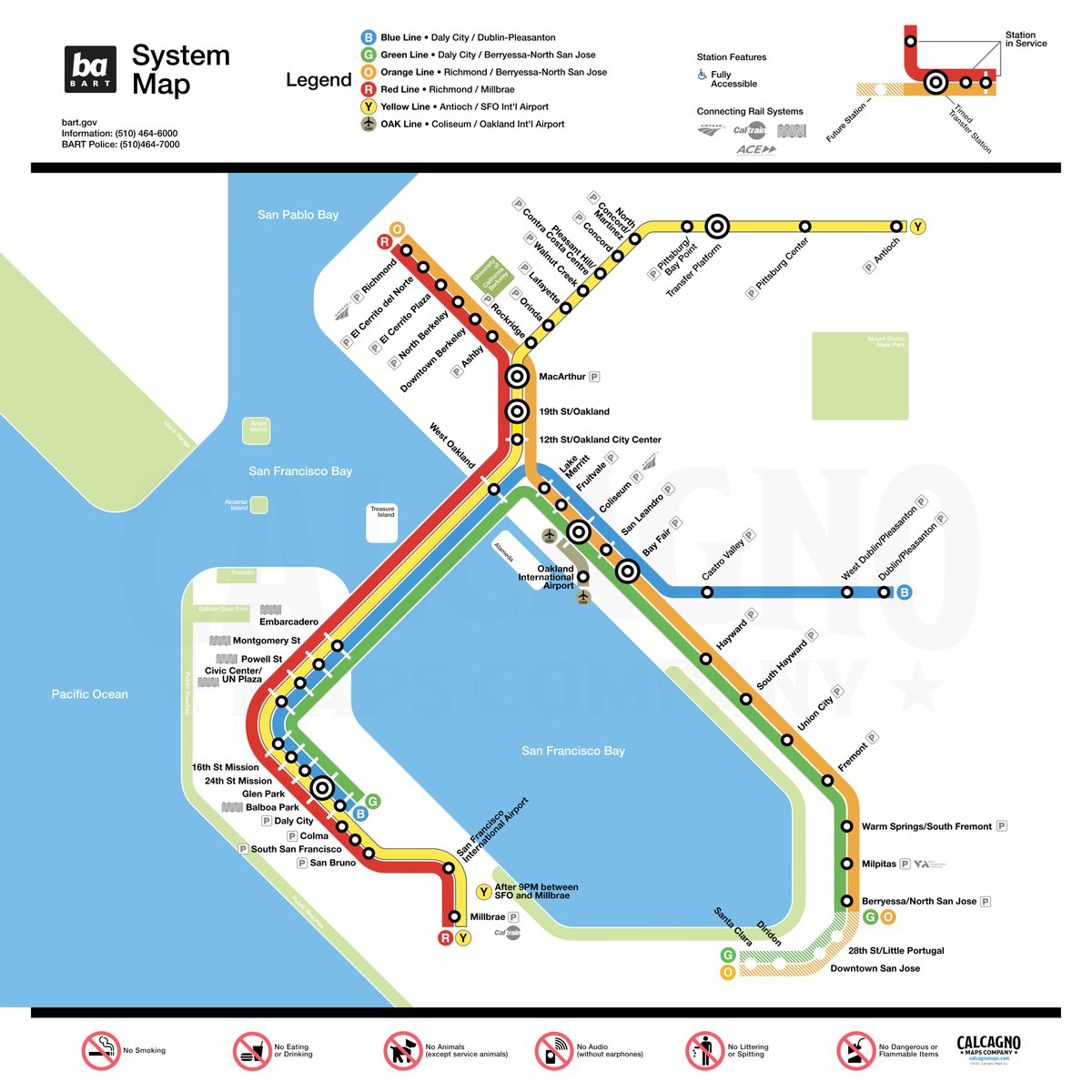 calcagnomaps's tweet image. @SFBART map I made in the style of @wmata map!

#SanFrancisco #washington #transitmaps #metrorail #bart