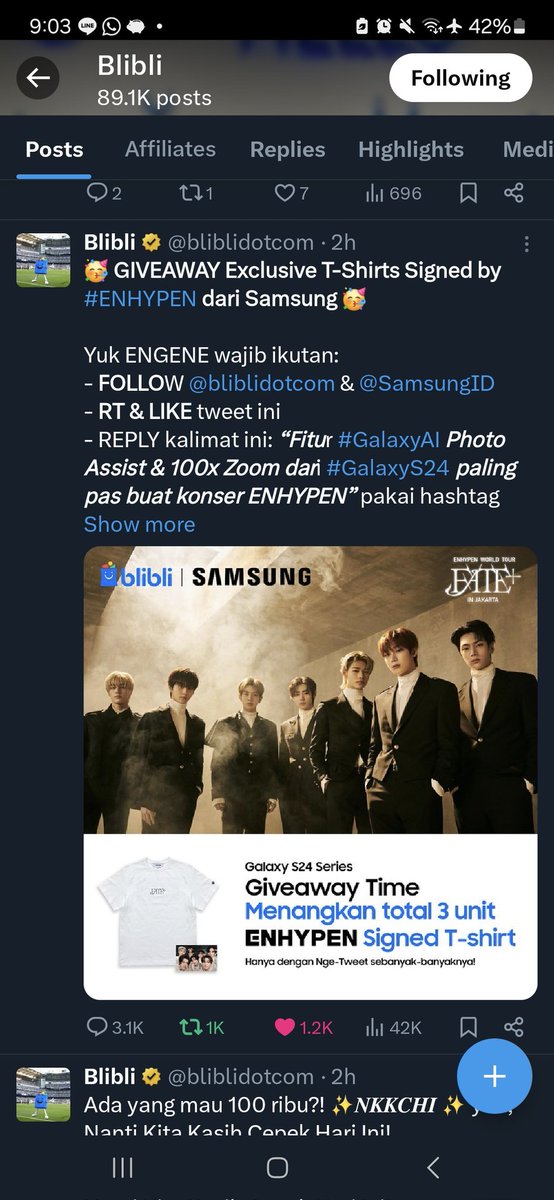 ethrealksn's tweet photo. @bliblidotcom @samsungID Fitur #GalaxyAI Photo Assist &amp; 100x Zoom dari #GalaxyS24 paling pas buat konser ENHYPEN #GalaxyS24xBlibli #FATEPLUS_GalaxyS24 #GalaxyxENHYPEN. https://t.co/bOGHCBrJnn