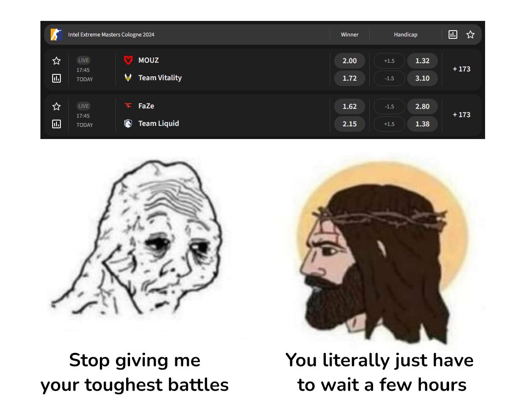 LeetbitCS's tweet image. Absolute turbo banger matches later today but having to watch NAVI SAW first 😰 #IEM