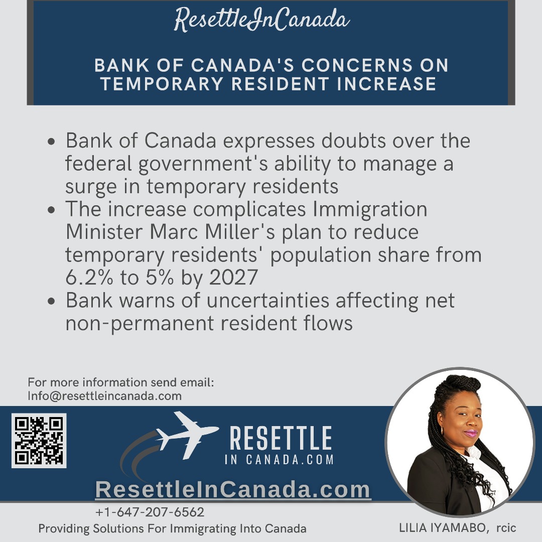 ResettleC's tweet photo. The Bank of Canada has raised concerns about the federal government's ability to manage the increasing number of temporary residents.
Stay informed and let us guide you through the process!
#ImmigrationNews #CanadaImmigration #TemporaryResidents #ResettleInCanada https://t.co/1XLW2iVRDq