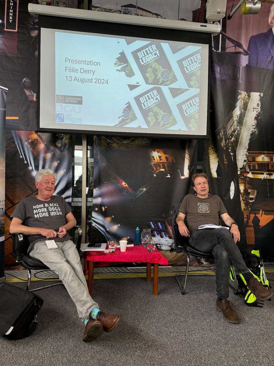 PFC’s Paul O’Connor &amp; <a href="/CAJNi/">CAJ</a>’s Daniel Holder today <a href="/feilederry/">Féile Derry</a> <a href="/MuseumFreeDerry/">Museum of Free Derry</a> discussing the findings &amp; recommendations of the Bitter Legacy Impunity Report