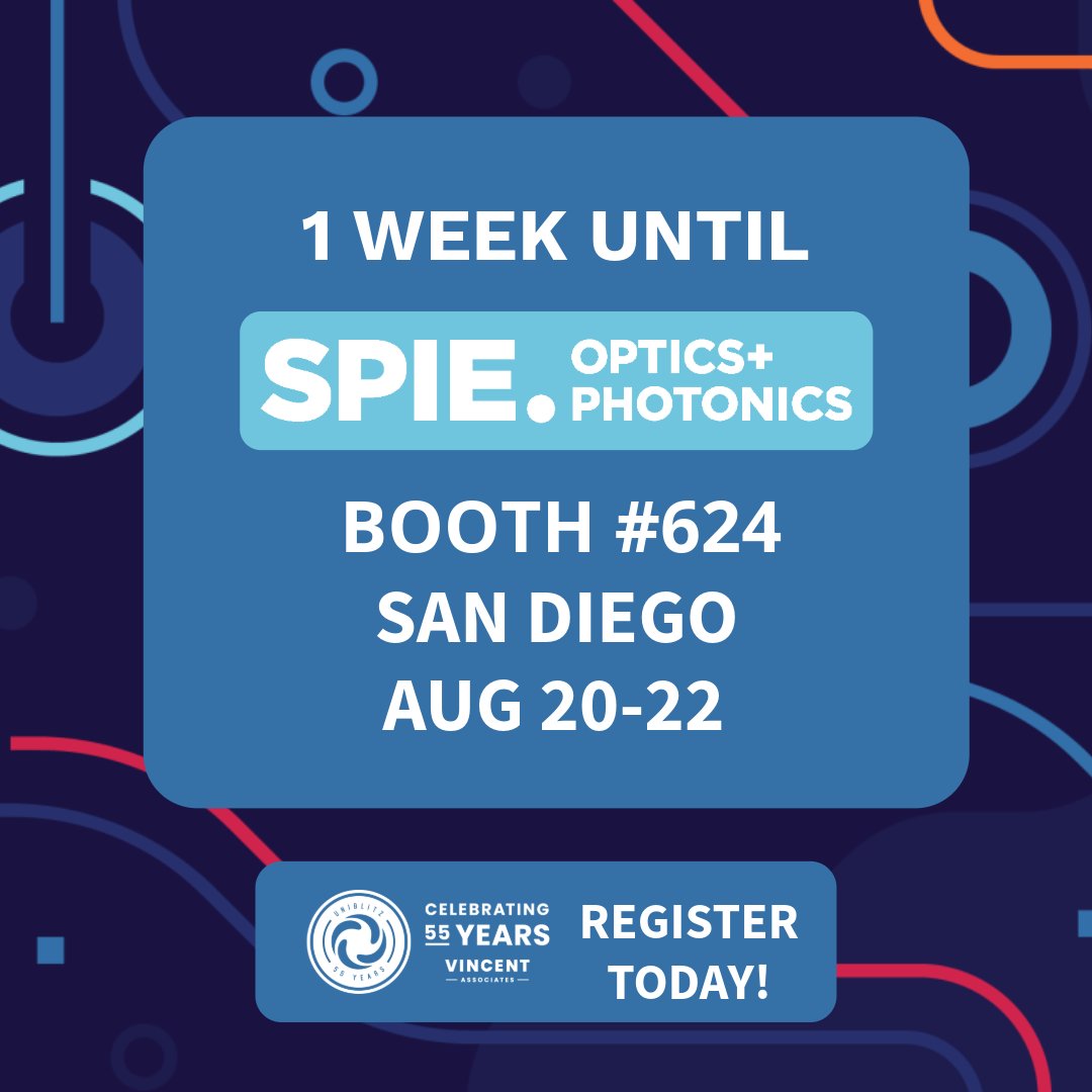uniblitz's tweet photo. SPIE Optics + Photonics exhibit is ONE WEEK from today! Register now and be sure to visit us at booth #624 in San Diego, CA.  #SPIEOpticsPhotonics https://t.co/GFVrTjDfSy