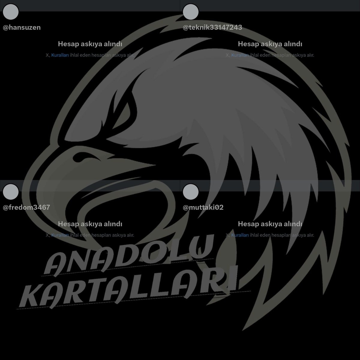 Hayır yani sıkıntın varsa git adam gibi konus ne gelip mentlerde bik bik konusuyonuz sonra gözünüz gibi korudugunuz , başına bişey gelecek diye korktugunuz hesaplarınız #AnadoluKartalları 🦅nın pençesine takılıyo 
Yapman guzum 😁