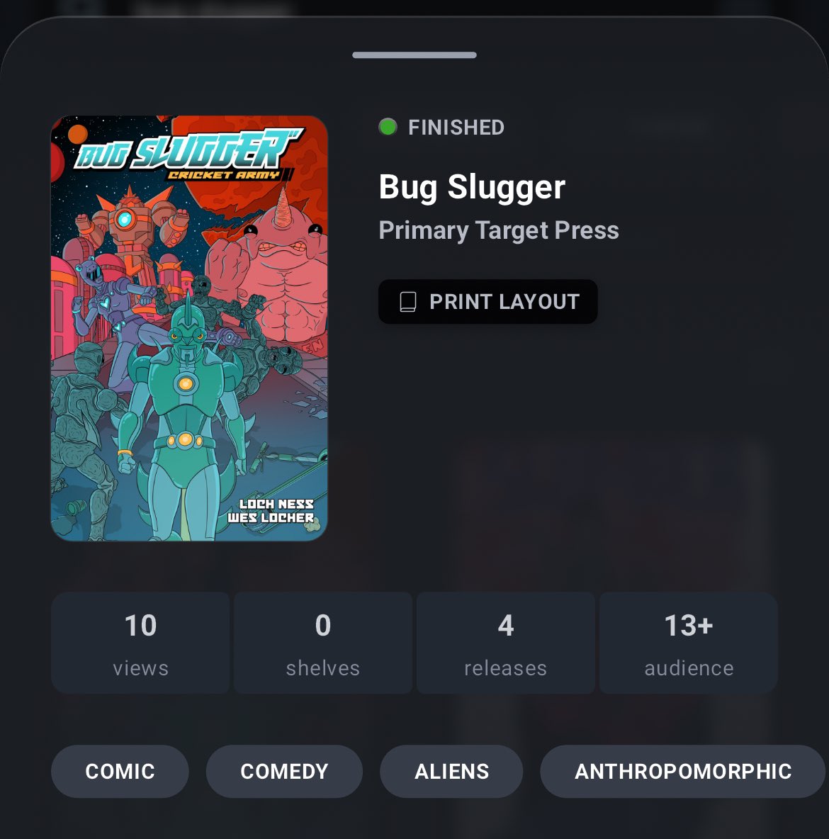 Wes Locher (@weslocher) on Twitter photo If you’re a fan of Unit 44 and a <a href="/globalcomix/">GlobalComix</a> user, I implore you to check out BUG SLUGGER… which is quite possibly my magnum opus. 4 issues of ridiculousness and irreverence and everything I love about comics.
globalcomix.com/c/bug-slugger If you’re a fan of Unit 44 and a <a href="/globalcomix/">GlobalComix</a> user, I implore you to check out BUG SLUGGER… which is quite possibly my magnum opus. 4 issues of ridiculousness and irreverence and everything I love about comics.
globalcomix.com/c/bug-slugger