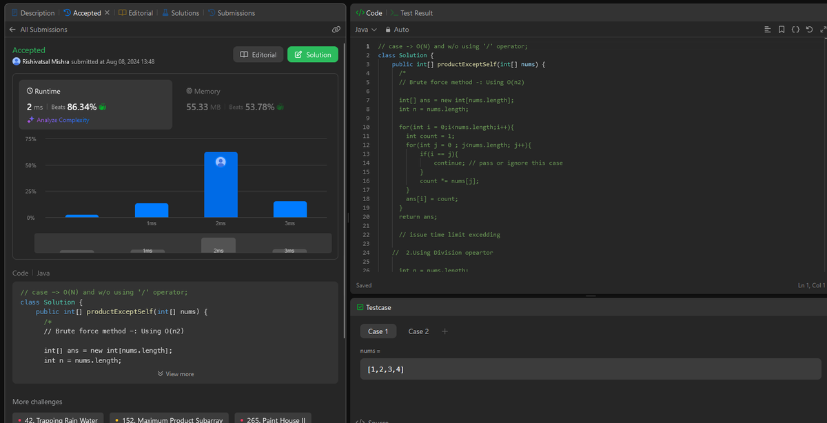 RishiVT_47's tweet photo. 🌟Day 24 - 30 #100DaysOfCode.

✨Completed Week 07 of @kirat_tw 's cohort 2.0
✨Completed following @Leetcode questions -: 
  Product of Array except self , Valid Sudoku , Valid Sudoku , 2 sum , Longest Consecutive Sequence   
✨Revised #Git commands.

#WebDevelopment #DSA https://t.co/hp4DwZmvrC