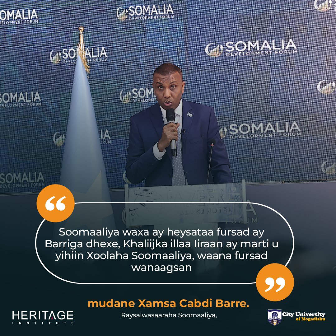 Astaan_LTD's tweet image. &quot;Soomaaliya waxa ay heysataa fursad ay Barriga dhexe, Khaliijka illaa Iiraan ay marti u yihiin Xoolaha Soomaaliya, waana fursad wanaagsan.&quot; —Raysalwasaaraha Soomaaliya, mudane Xamsa Cabdi Barre.
#SDF2024
#SomaliaDevelopment
#PostHipc
#HeritageForum