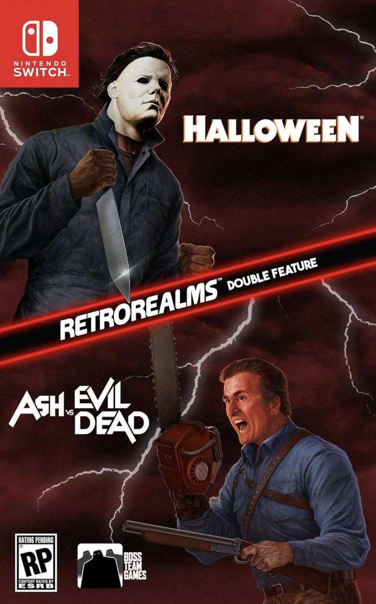 FlashGordon800's tweet image. A demon creature dropping candy corn and Michael at the Evil Dead cabin: this game looks wild. 🔪🎃