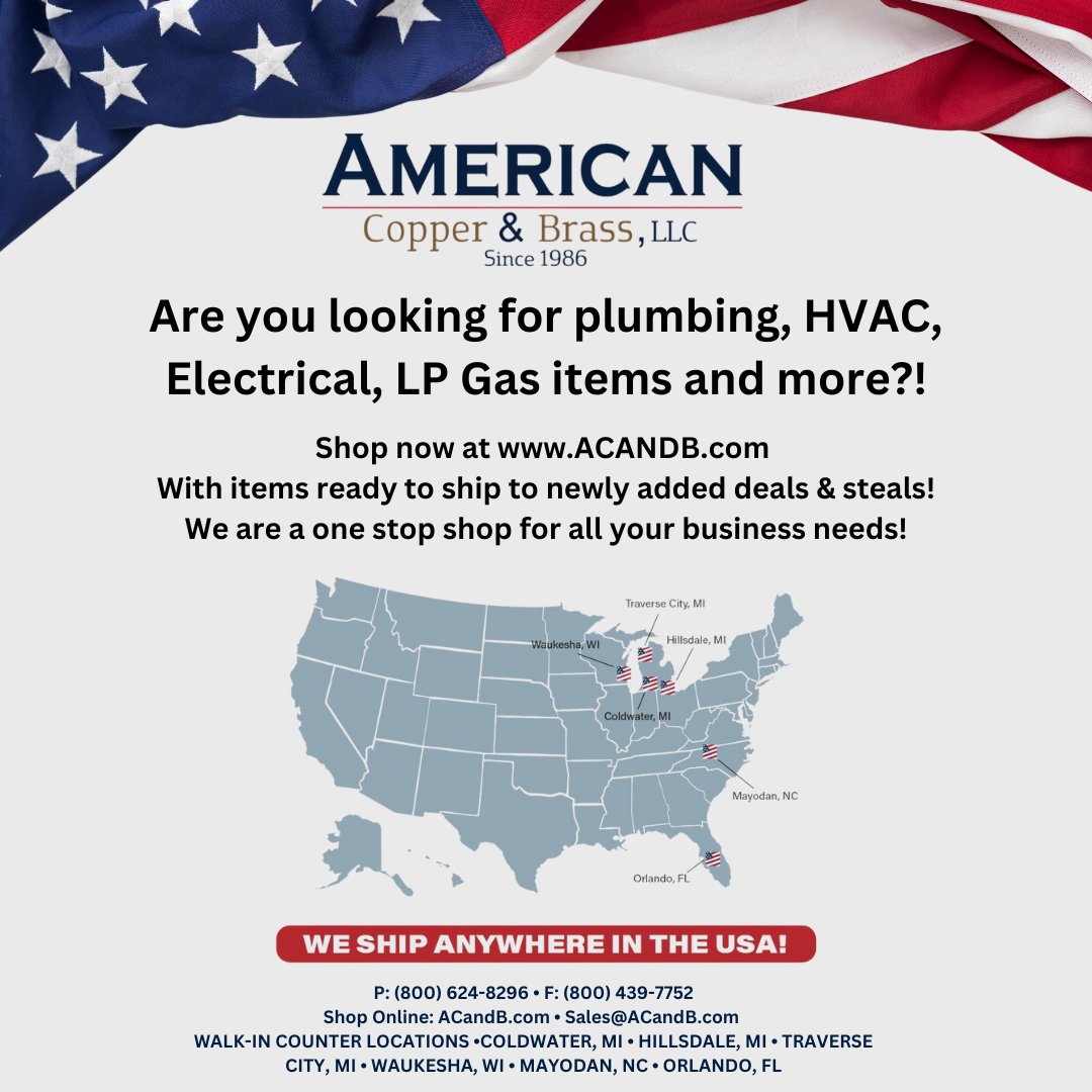 Whether you are shopping with online or with a Customer Concierge. We take our customers' needs very seriously!
#nationwide #shipping #electrical #gas #lpgas #plumbing #HVAC #fittings #pex #pexpipe #copper #coppercoils  #michigan #northcarolina #wisconsin #florida #orlando