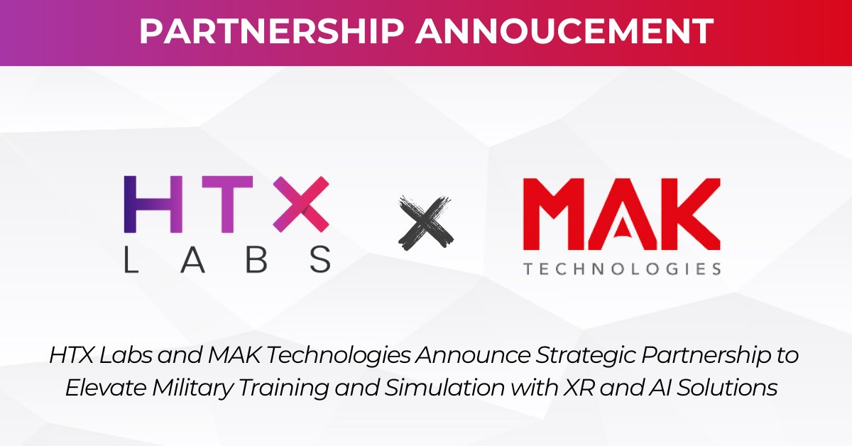 htxlabs's tweet image. 📣HTX Labs & @maksimulation Announce Strategic Partnership to Elevate Military Training & Simulation w/XR & AI Solutions bit.ly/3WZRapL
#StrategicPartnership #MilitaryTraining #NGAUS2024 #military #XR #digitalclassroom #immersivetraining #MakeAnEMPACT #AI #technews