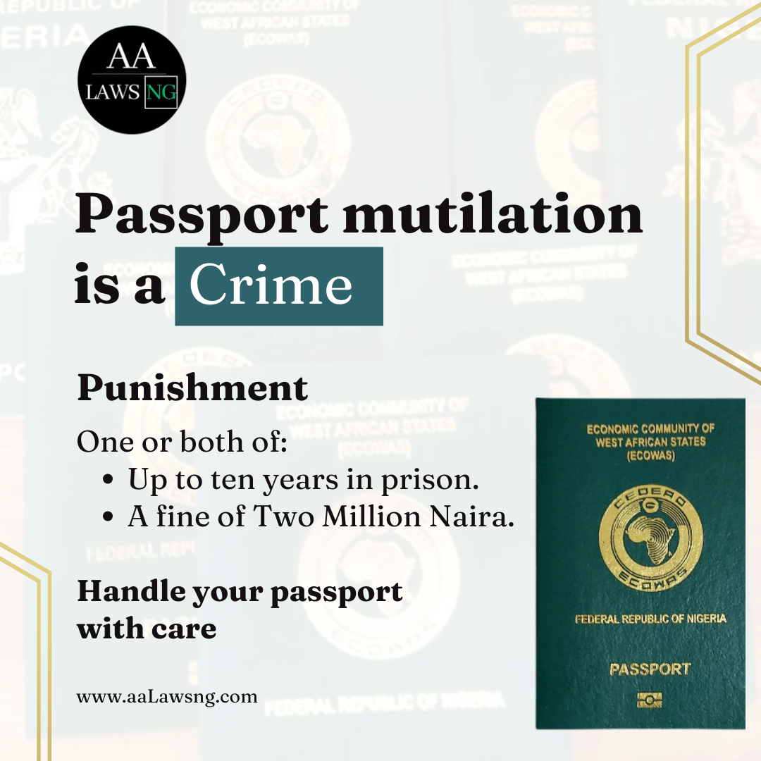 aalawsng's tweet photo. Passport Mutilation
Mutilating Your Passport: A very serious offence
#legalissues #immigration #passportdamage #traveltips #legaladvice #legalmatters #passportprotection #avielavenantelawpractice #law #aalawsng #nigerianlawfirm #nigerianlaw https://t.co/GAWDYNimuM