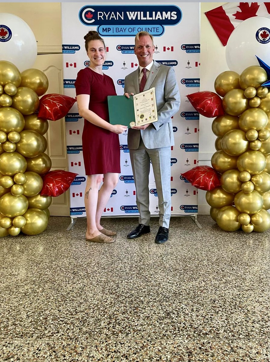 CONGRATULATIONS to CFWD Board President, Emilie Leneveu, for being one of the recipients of MP Ryan Williams' 2024 Community Champion Award! 🙌  This award recognizes residents of the Bay of Quinte region who best emulate the pride and joy of our community. That's OUR Emilie!🌟