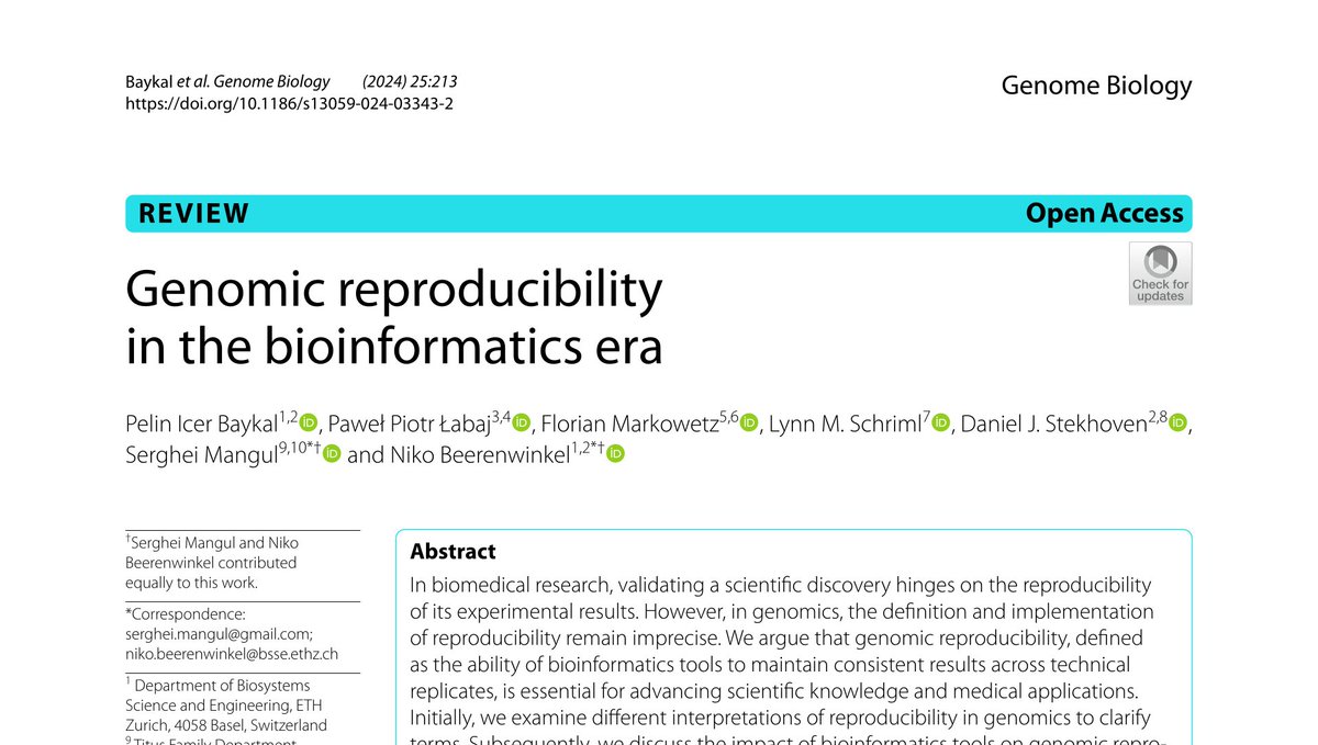 Pawel Labaj (@pawel_labaj) on Twitter photo #Reproducibility is the bedrock of reliable science, engineering, and medicine. In a review led by Nico Beerenwinkel and <a href="/serghei_mangul/">Serghei Mangul #UkraineWillWin 🇺🇦🇲🇩🇺🇸</a> we highlight the challenges in genomic studies and offer a roadmap for improvement rdcu.be/dQwQk <a href="/markowetzlab/">Florian Markowetz</a> <a href="/lschriml/">Lynn Schriml</a> <a href="/ETH/">ETH Zürich</a> <a href="/MCB_UJ/">Malopolska Centre of Biotechnology UJ</a> #Reproducibility is the bedrock of reliable science, engineering, and medicine. In a review led by Nico Beerenwinkel and <a href="/serghei_mangul/">Serghei Mangul #UkraineWillWin 🇺🇦🇲🇩🇺🇸</a> we highlight the challenges in genomic studies and offer a roadmap for improvement rdcu.be/dQwQk <a href="/markowetzlab/">Florian Markowetz</a> <a href="/lschriml/">Lynn Schriml</a> <a href="/ETH/">ETH Zürich</a> <a href="/MCB_UJ/">Malopolska Centre of Biotechnology UJ</a>