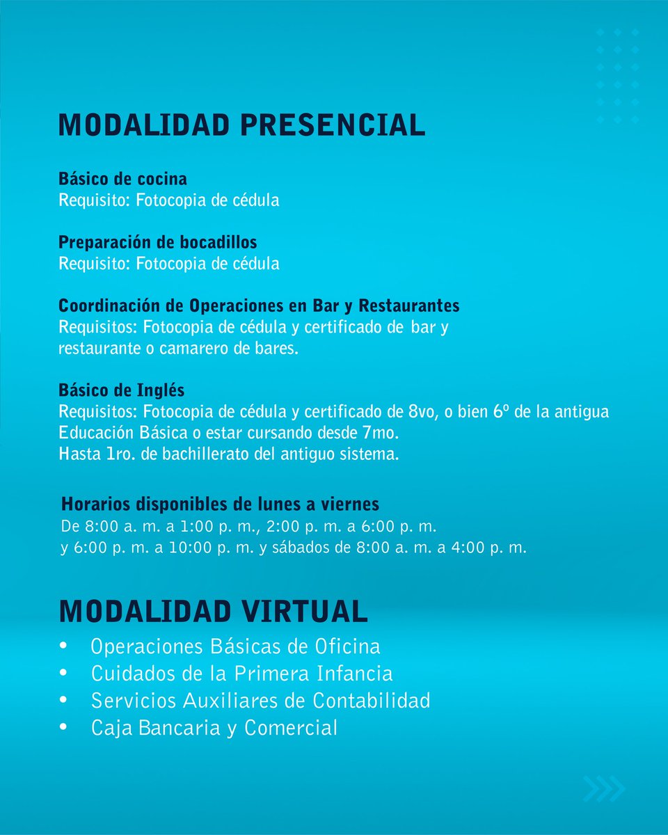 InfotepRD's tweet image. ¡Conviértete en un experto en tu área favorita, con nuestras carreras técnicas🤩!

📍Bávaro y Verón

Conoce las opciones que tenemos disponibles para ti en modalidad presencial y virtual. 

#INFOTEPteImpulsa
#INFOTEPesInnovación
#CapacitarEsProgresar
#INFOTEPCreaOportunidades