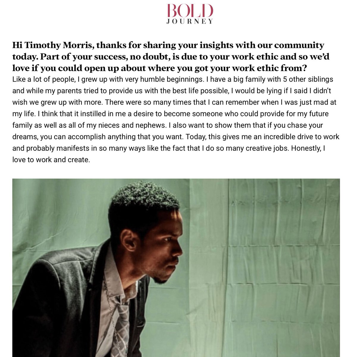 TimothyMorrisL's tweet photo. Check out my interview with Bold Journey Magazine. It was so interesting going back to what started it all. #interview #singer #actor https://t.co/wKJyodNGs3