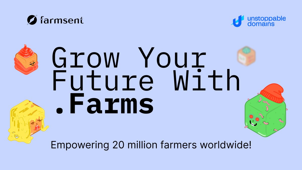 unstoppableweb's tweet photo. Grow your future with .farms! 🌱 

We’re partnering with @Farmsent_io, the leading DePIN solution revolutionizing agriculture, to launch .farms! 🌾 

This collaboration aligns with the #Tech4Good mission, leveraging technology to drive positive social impact and sustainable development.