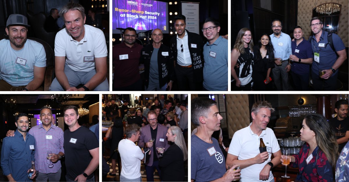 Last week, we teamed up with <a href="/MenloVentures/">Menlo Ventures</a> to host  105+ founders, CISOs, security experts, and investors at our cybersecurity reception post-Black Hat! ✨🌠

The evening was filled with insightful discussions and top-tier networking with leaders from companies like @Gutsy,