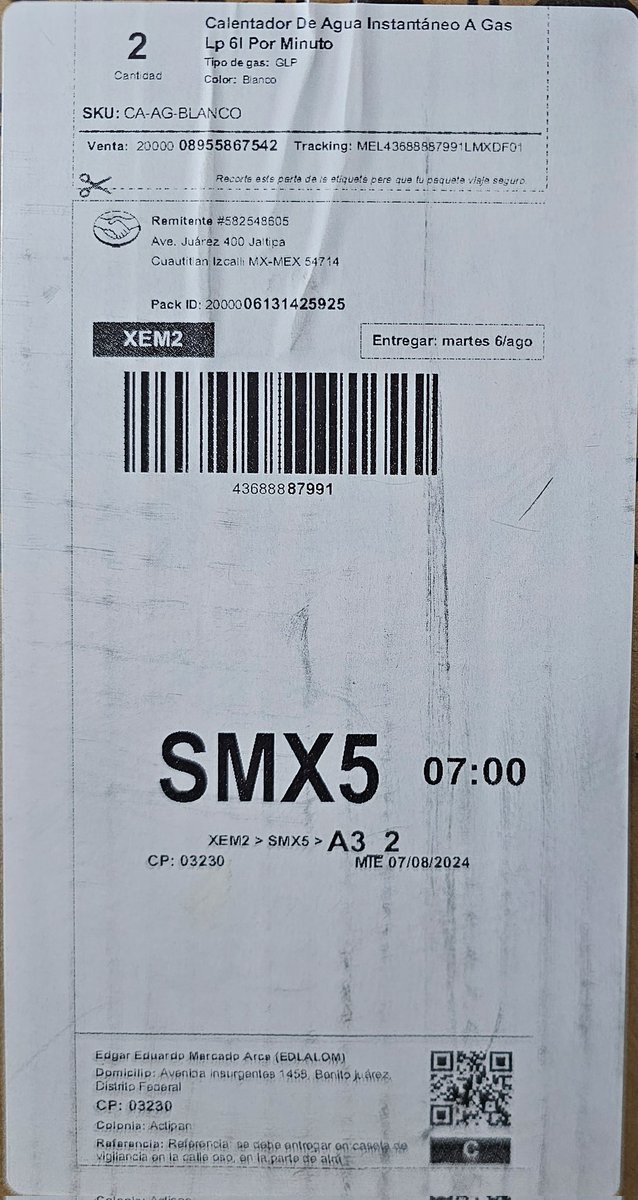 edlalomerar's tweet photo. @ML_Mexico Pura publicidad basura, compre dos calentadores de agua en ML, me llego solo uno, cerraron la reclamación sin avisarme, y el vendedor ni responde. Desde que el repartidor entregó le dije que eran dos unidades y me dijo que solo era una a pesar de que la etiqueta de guia decía dos https://t.co/Fa1JBL0O12