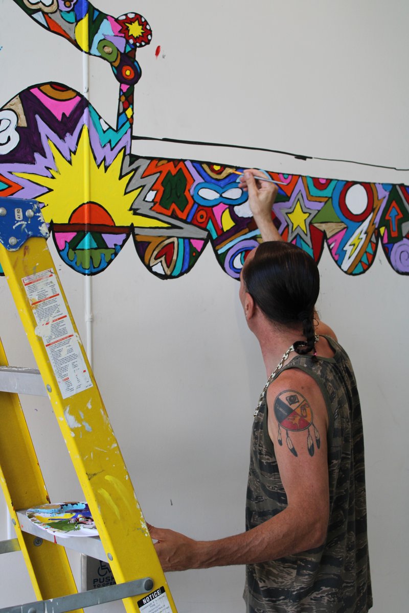 nychonline's tweet photo. π Progress check on this stunning mural being painted by David Strickland. π We're in complete awe of this vibrant mural coming to life in our Ranee Office! Stay tuned as we continue to celebrate and share this incredible piece of art. ποΈπ¨
#MuralInProgress #IndigenousArt https://t.co/NdJ9zdqYTL