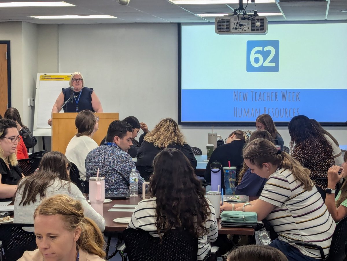 Today we heard from our amazing Assistant Superintendent of Human Resources <a href="/KathleenKColgan/">Kathleen Kelly Colgan</a> as part of New Teacher Week. T minus 7 days until our (10 month) 1-8 grade students return! #62learns #62united