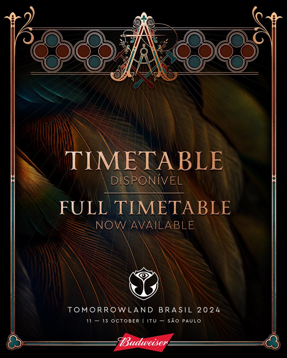 TMLBrasil's tweet photo. Planeje sua jornada de festival: Timetable do Tomorrowland Brasil 2024 já está disponível. Conheça a escalação completa de artistas e prepare-se para celebrar a união das nações em Itu, São Paulo. 

https://t.co/P7m0VzRBmy https://t.co/i5XLtShdc3