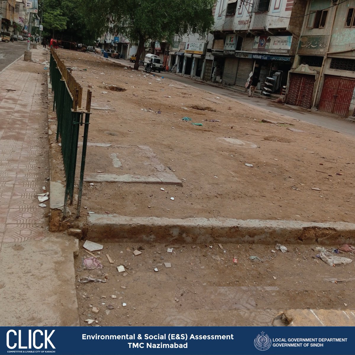 click_2019's tweet photo. CLICK has successfully completed the Environmental &amp; Social (E&amp;S) Assessment for road, street &amp; park improvement sub-projects in @TMCNazimabad. This crucial progress brings us closer to enhancing the community's living environment.
#TMCNazimabad #Karachi #CLICK #urbandevelopment https://t.co/zeqo3fze69