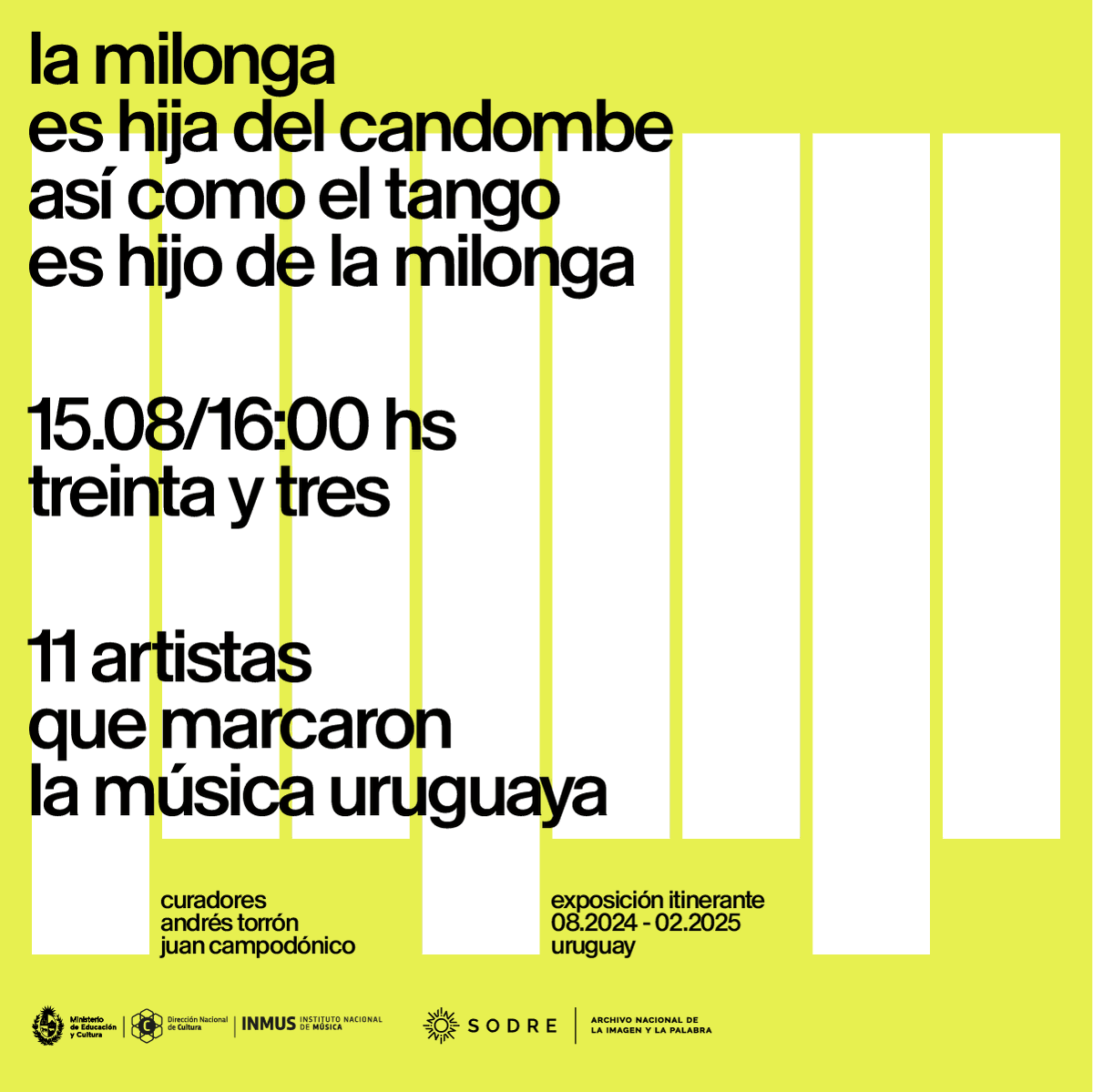 Sodre_Uruguay's tweet photo. ➡️ Treinta y Tres le da comienzo a la itinerancia de "La milonga es hija del candombe así cómo el tango es hijo de la milonga"
@JuanCampodonico y @AndresTorron los invita a la inauguración y a la visita guiada el 15 de agosto a las 16 h en el Centro Cultural Democrático. https://t.co/hx6eCxEKYd