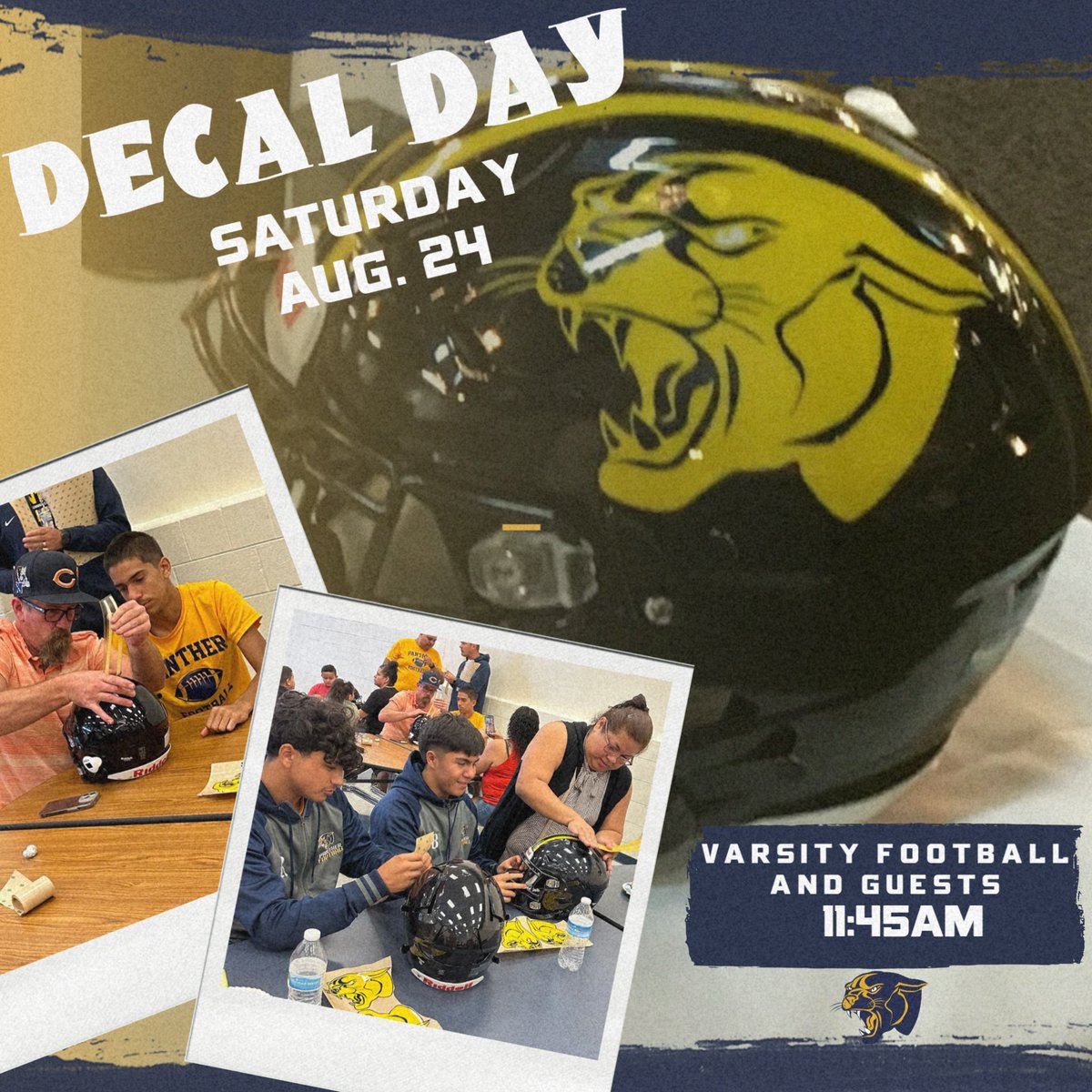 RLHSFB's tweet photo. DECAL DAY!
VARSITY team members please remember to invite someone who is special to you in your life and ask them to save the date! Guests will help you put your decals on your helmet. Lunch will be provided. Please have guests park and enter at Door 29.
#KeepBuilding #DecalDay https://t.co/KbJMq13RYP
